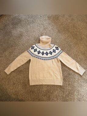Tommy Hilfiger Womens Turtleneck Sweater Argyle Tan/Multi Size Medium